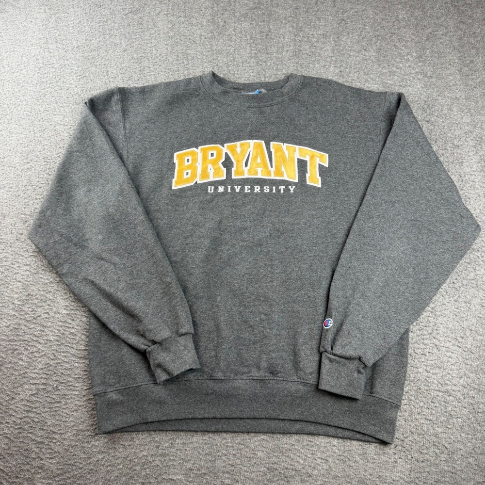 Champion Sweatshirt Men's Medium Grey Bryant University Eco Fleece Crewneck